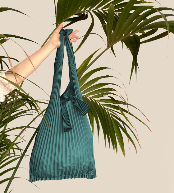 Bolsa plisada turquesa